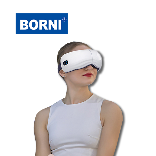 Amazon New 2 طبقات Airbag ضغط العين مدلك المعبد Acupoint العلاج تدليك العين مع صوت موسيقى Bluetoothing